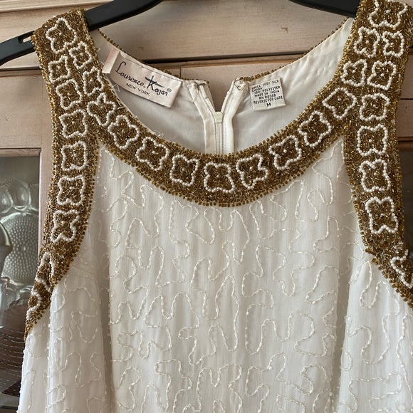 Vintage lawrence-kazan white and gold silk beaded sequined Dress - Picture 2 of 8